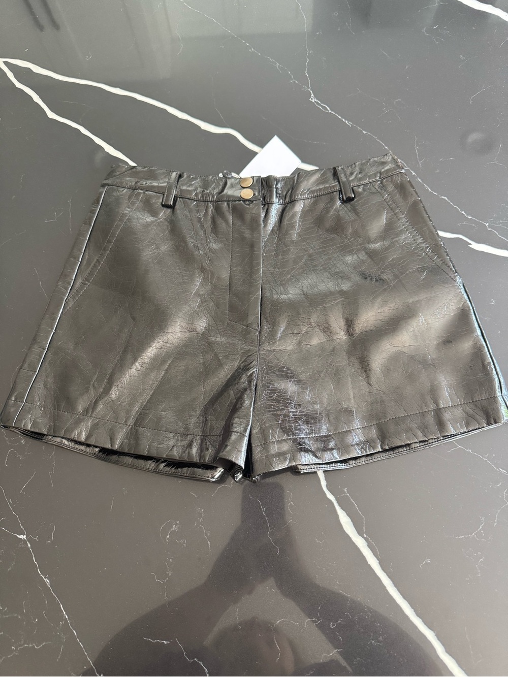 Lovers + Friends Black Faux Leather High-Waist‎ Shorts